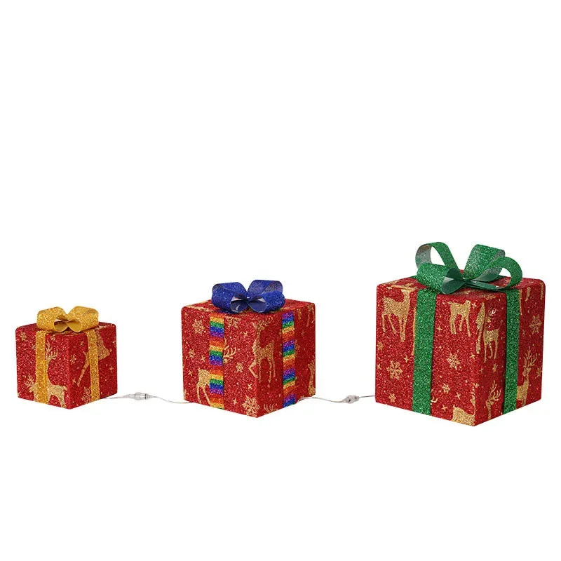Christmas Gift Box Three-piece Christmas Decoration Lights