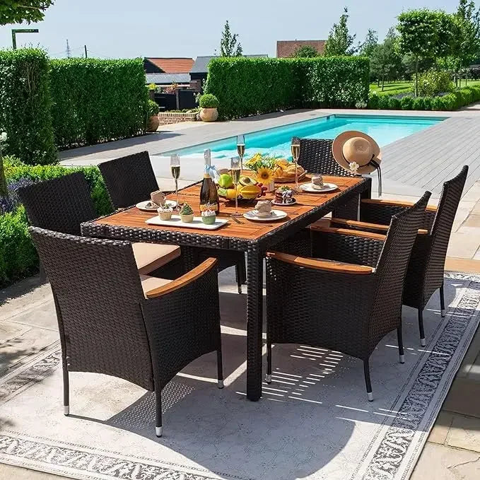 Patio Conversation Set with Acacia Wood Top