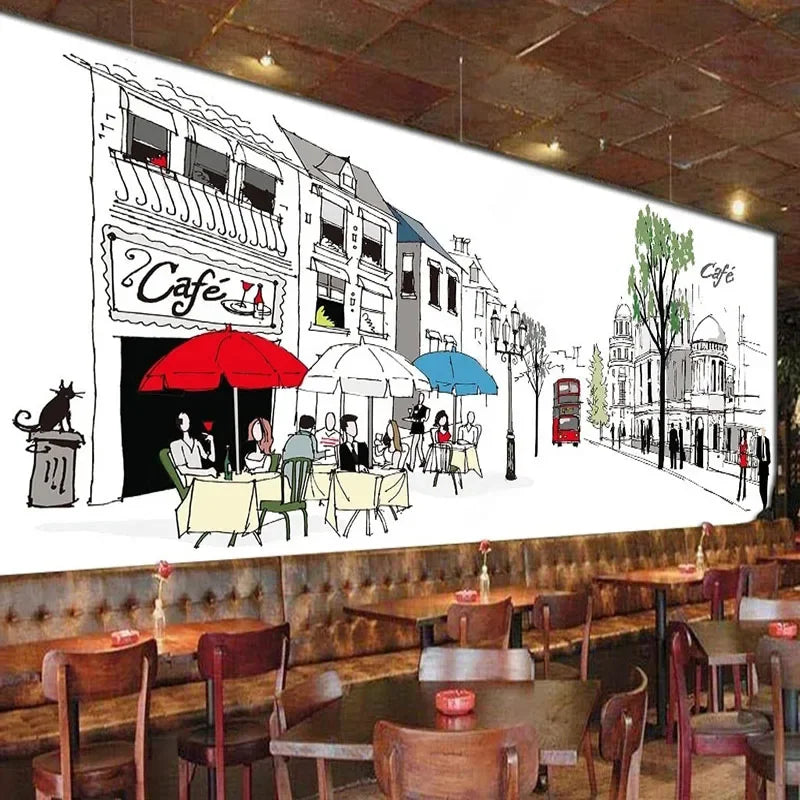 Mural Wallpaper 3D Coffee Shop Background
