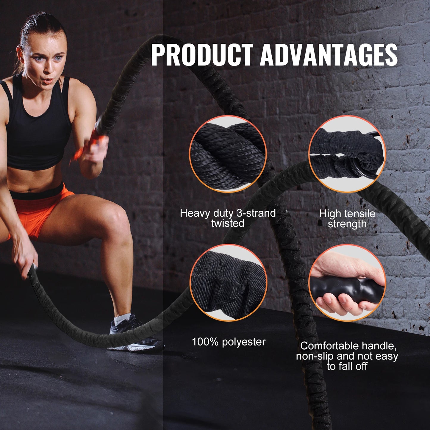 Battle Rope Exercise Equipment with Protective Sleeve