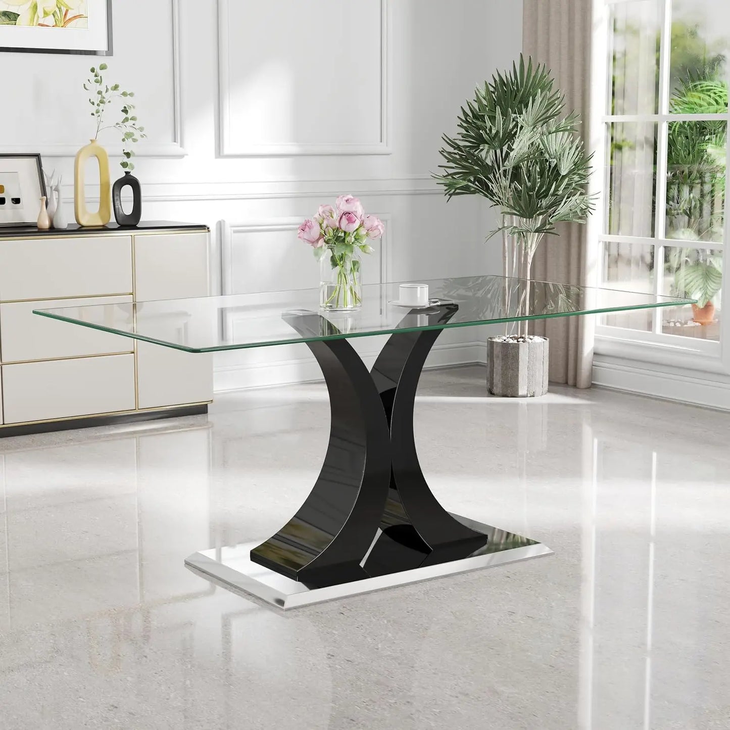 Modern Luxury Glass Dining Table For 4-6