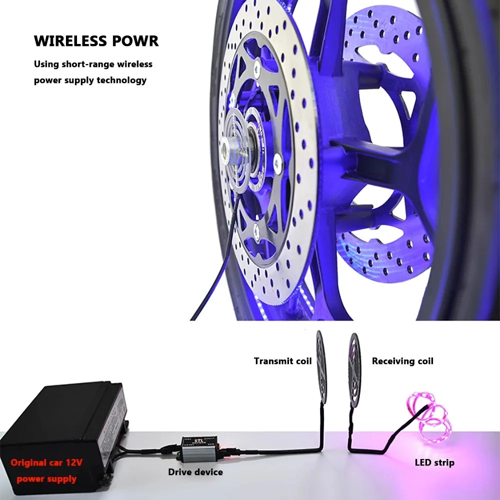 Motorcycle Wheel Hub LED DC12V 6W Wireless Colored Lights