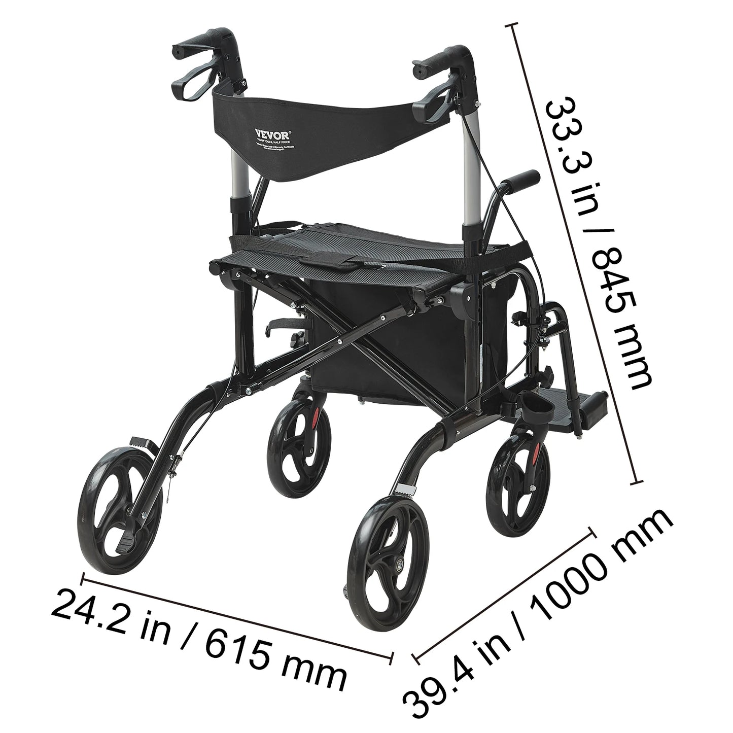 2 in 1 Rollator Walker & Transport Chair