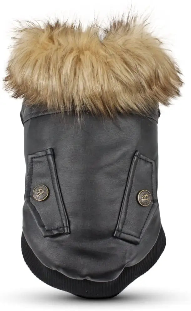 Leather Waterproof Jacket for Small to Medium Dogs