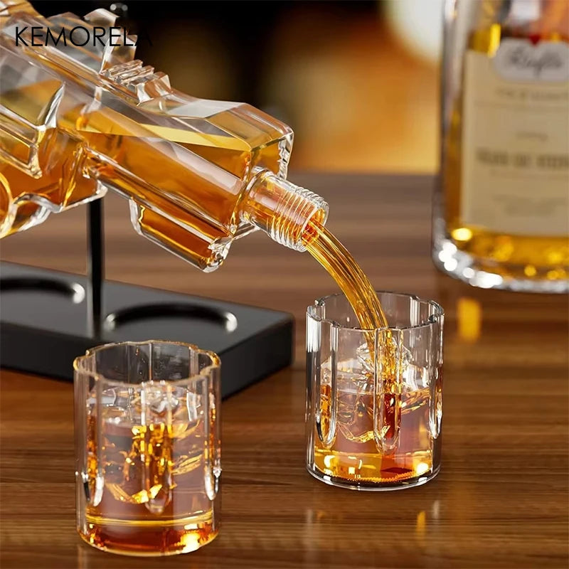 Revolver Glass Decanter Whiskey Set