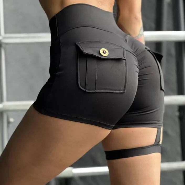 1/2PCS High Waist Scrunch Shorts Yoga Set