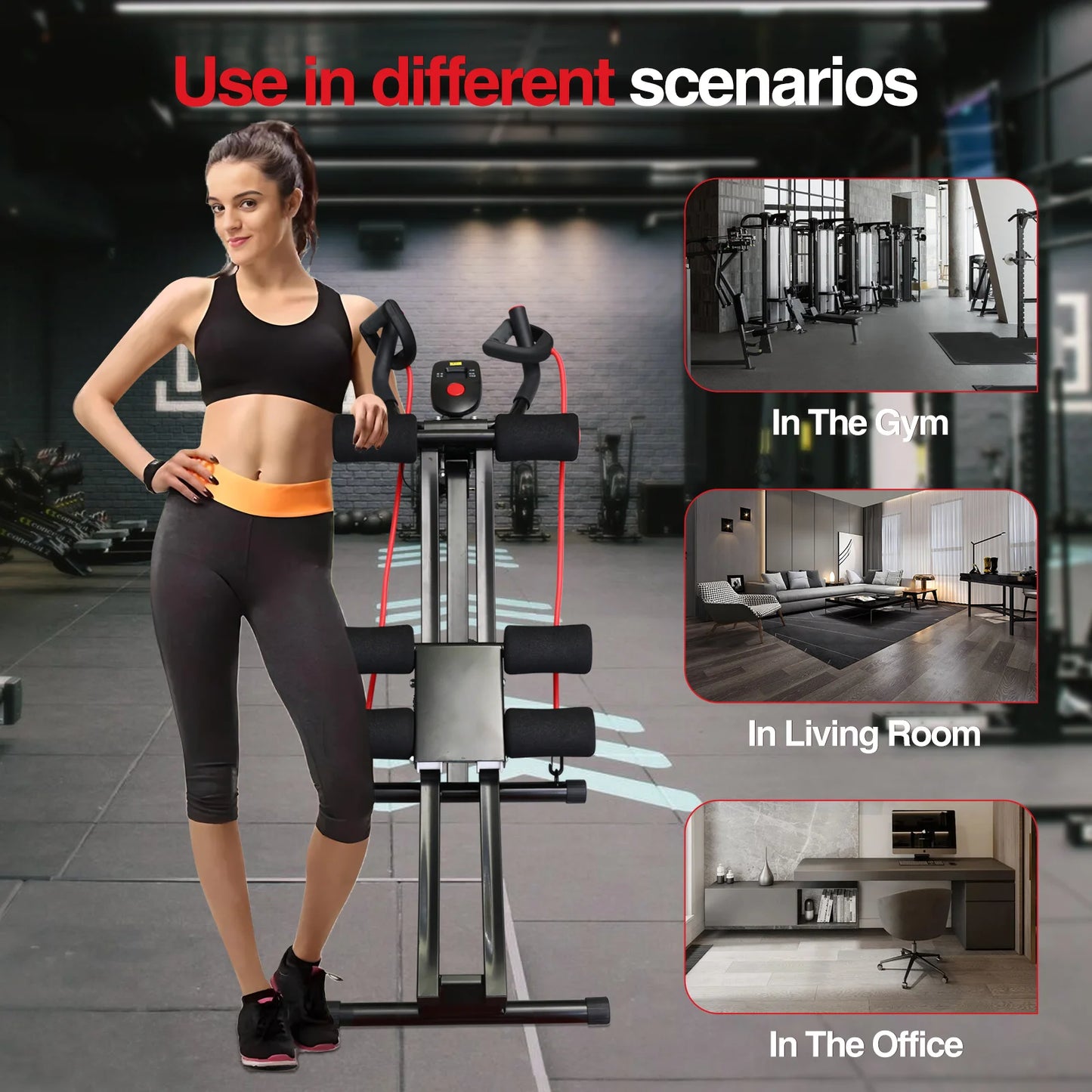 Foldable Abdominal Trainer Fitness Equipment Max 440lbs LCD Display