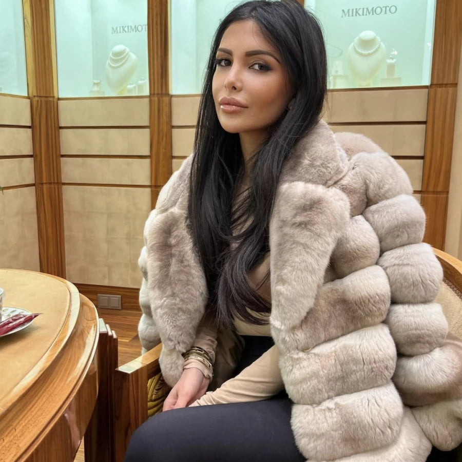 Winter Coat Ladies Long Chinchilla Jacket