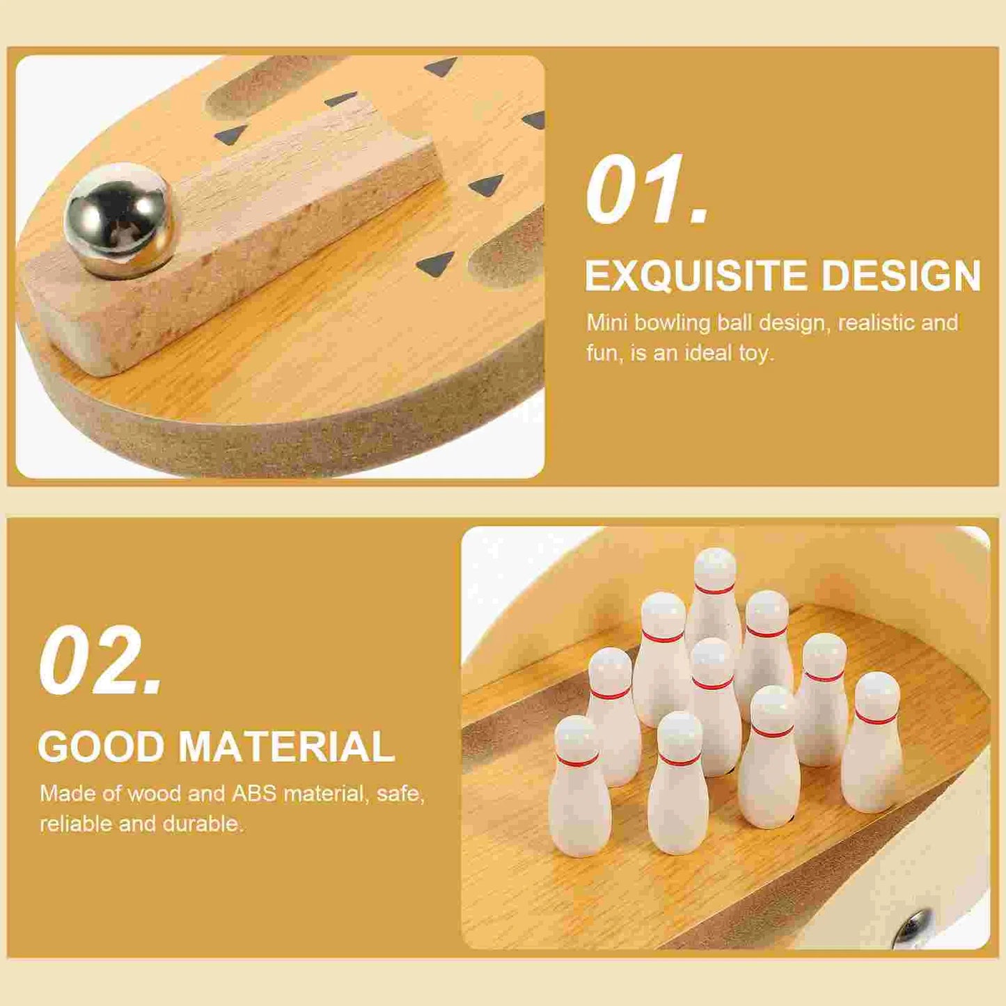 Mini Bowling Wooden Desktop Game