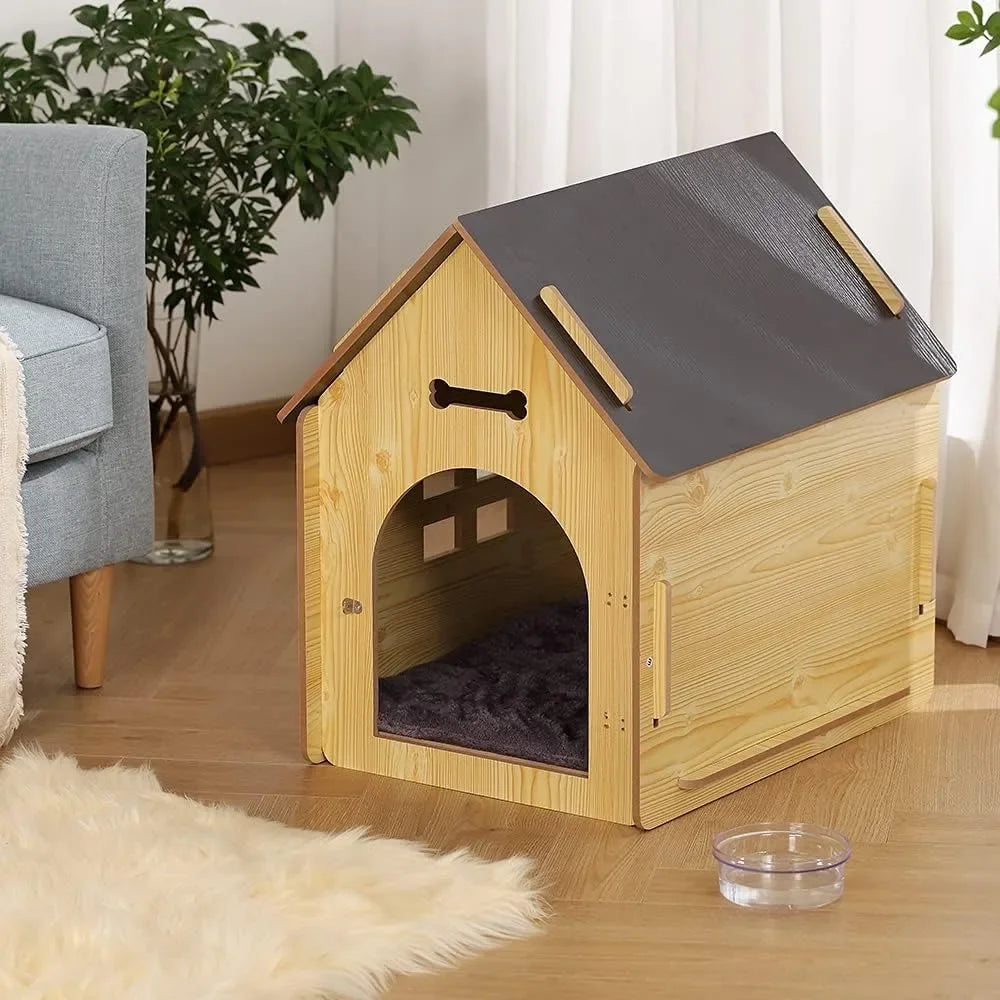 Wooden Pet House With Roof for Dogs
