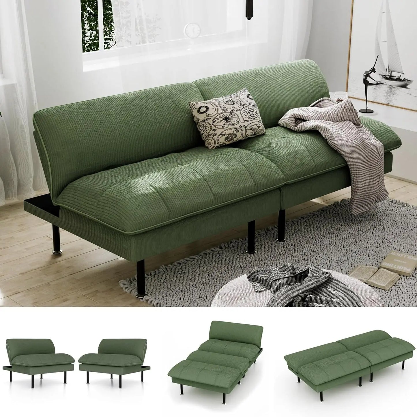 70" 4 in 1 Multi-Function Couch Sleeper with Adjustable Backrest