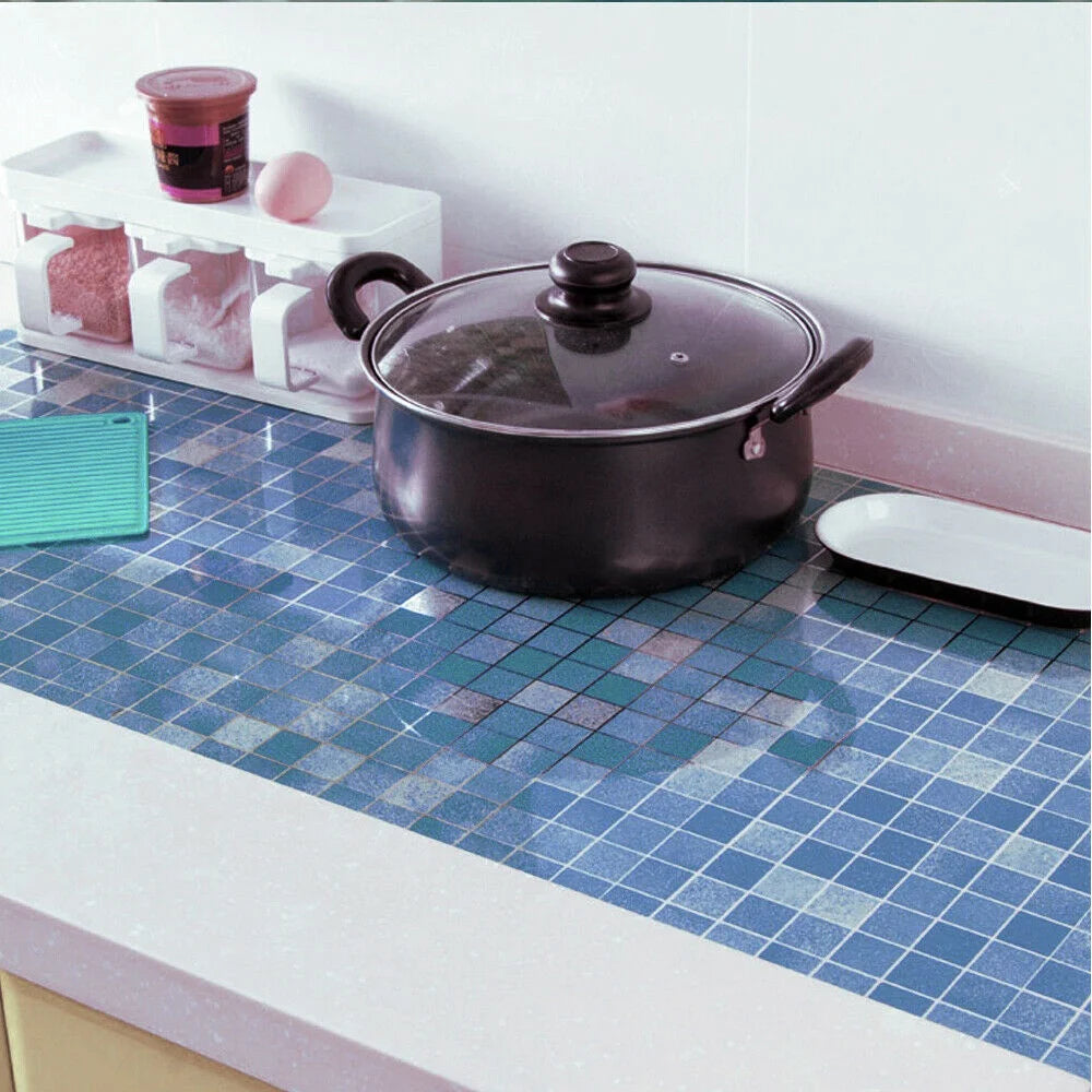 Blue Mosaic Self Adhesive Wallpaper Peel and Stick