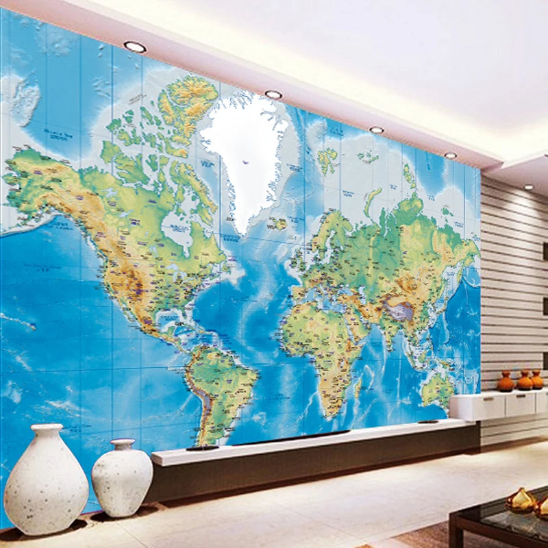 HD World Map Mural Wallpaper