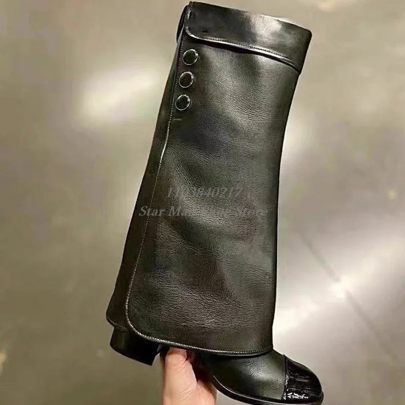 Round Toe Cute Chunky Heel Trouser Boots