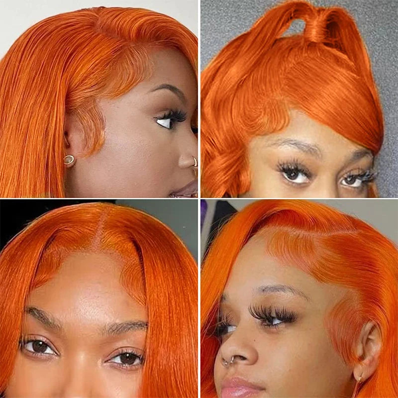 Straight Ginger Orange 13x4 Lace Front Wig 100% Human Hair