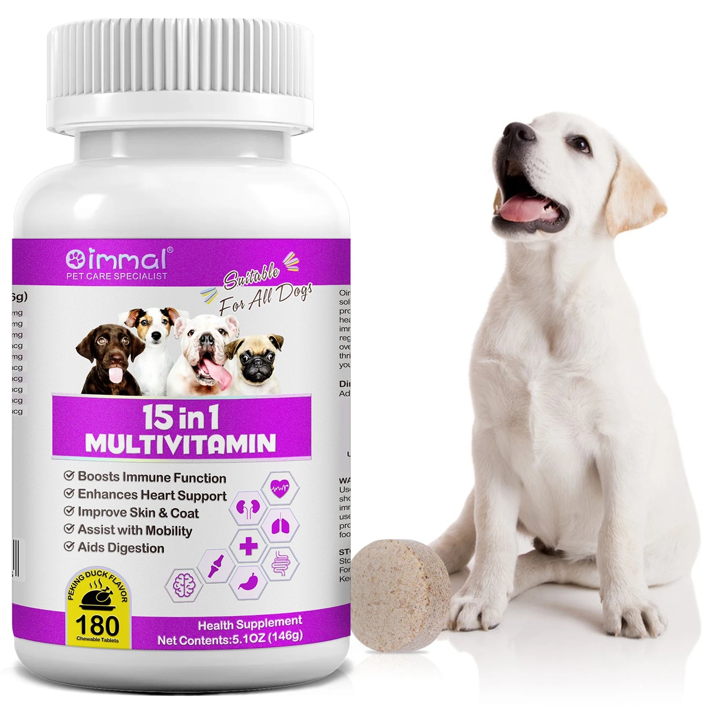 15 in 1 Multivitamin Chewable Tablets Boosts Immune Function Enhances Heart Support