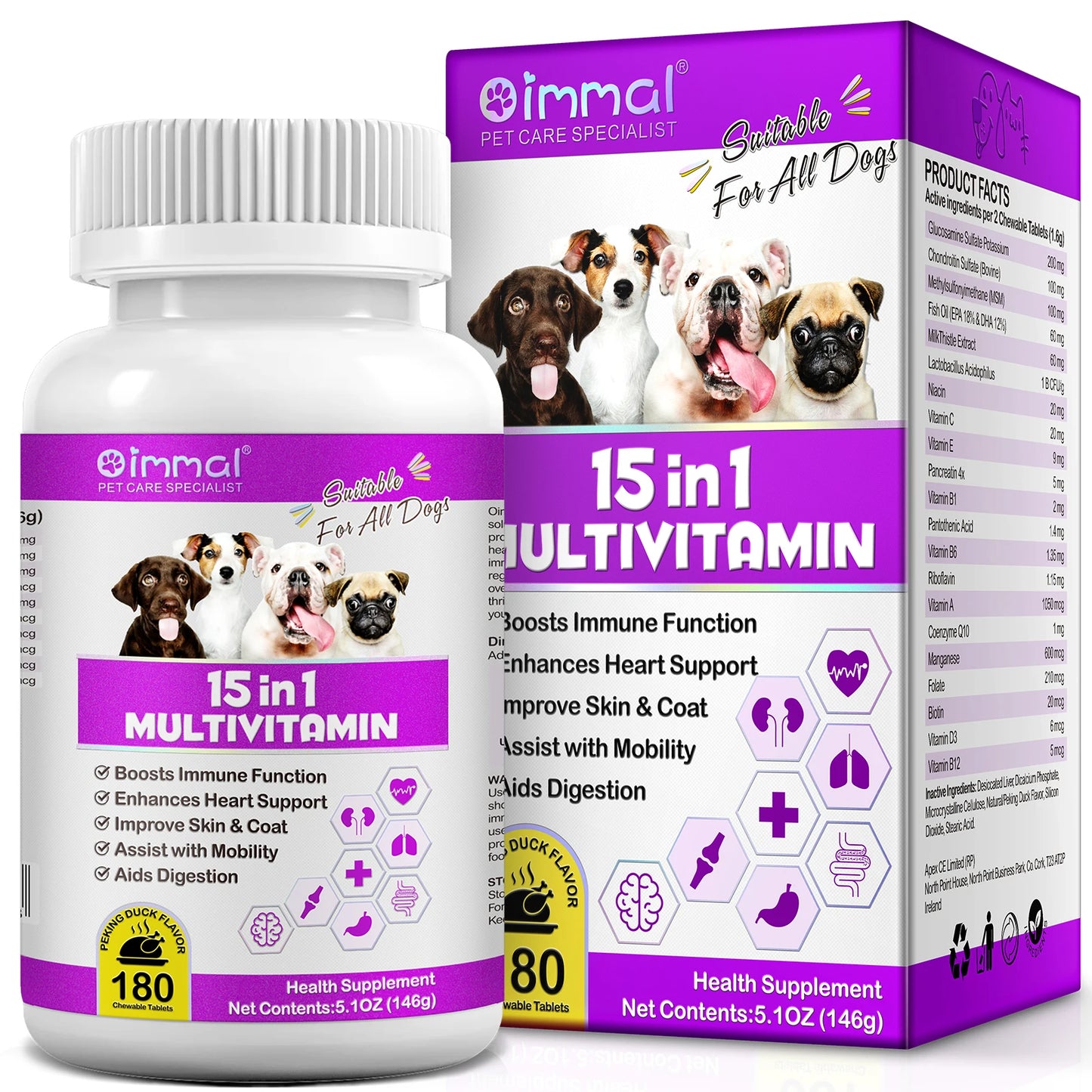 15 in 1 Multivitamin Chewable Tablets Boosts Immune Function Enhances Heart Support