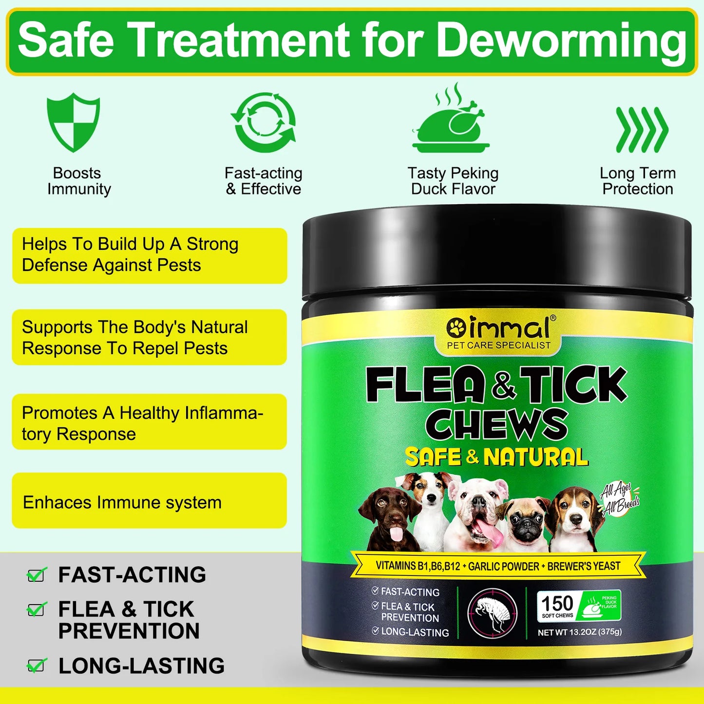 Flea and Tick Prevention 150 pcs Chewables