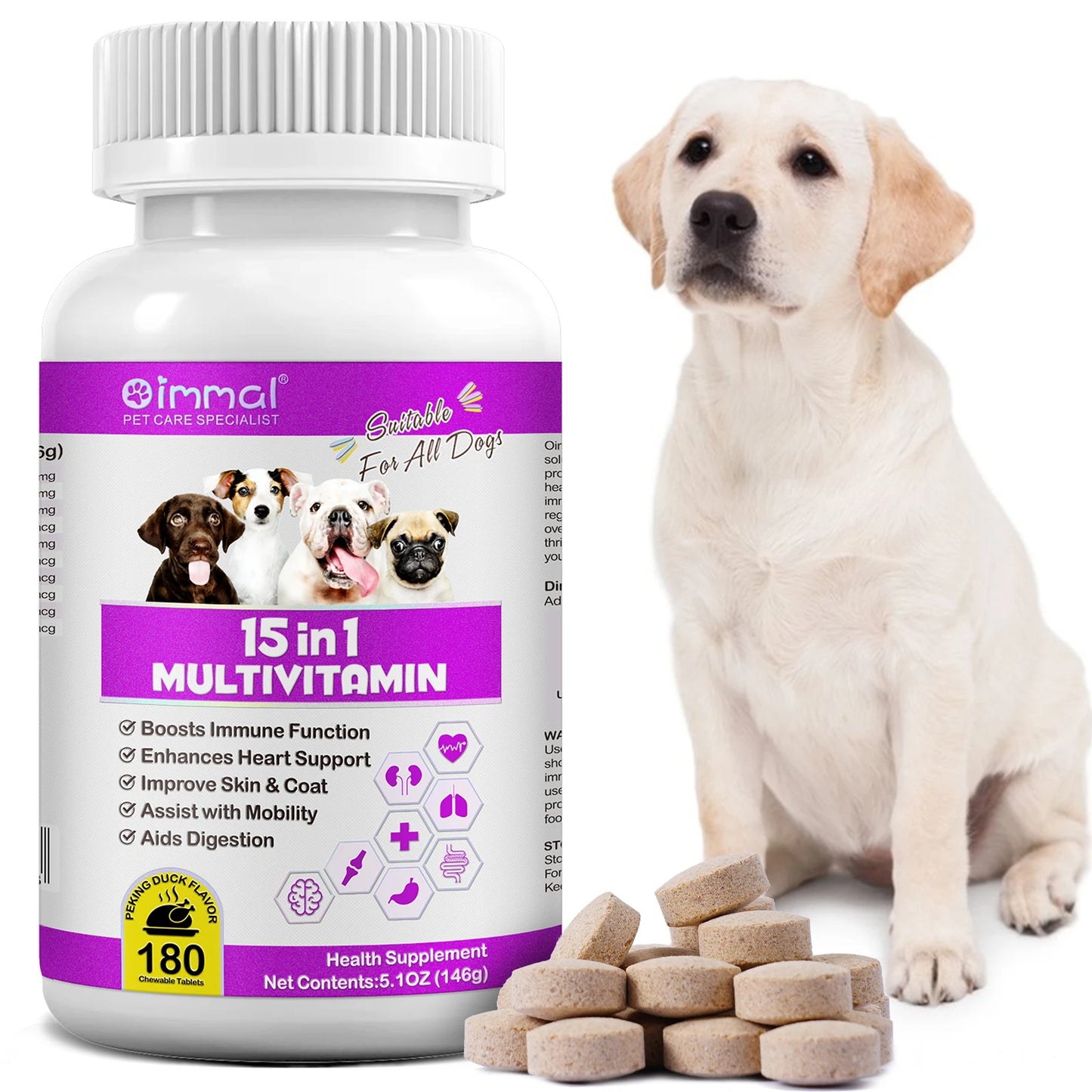 15 in 1 Multivitamin Chewable Tablets Boosts Immune Function Enhances Heart Support