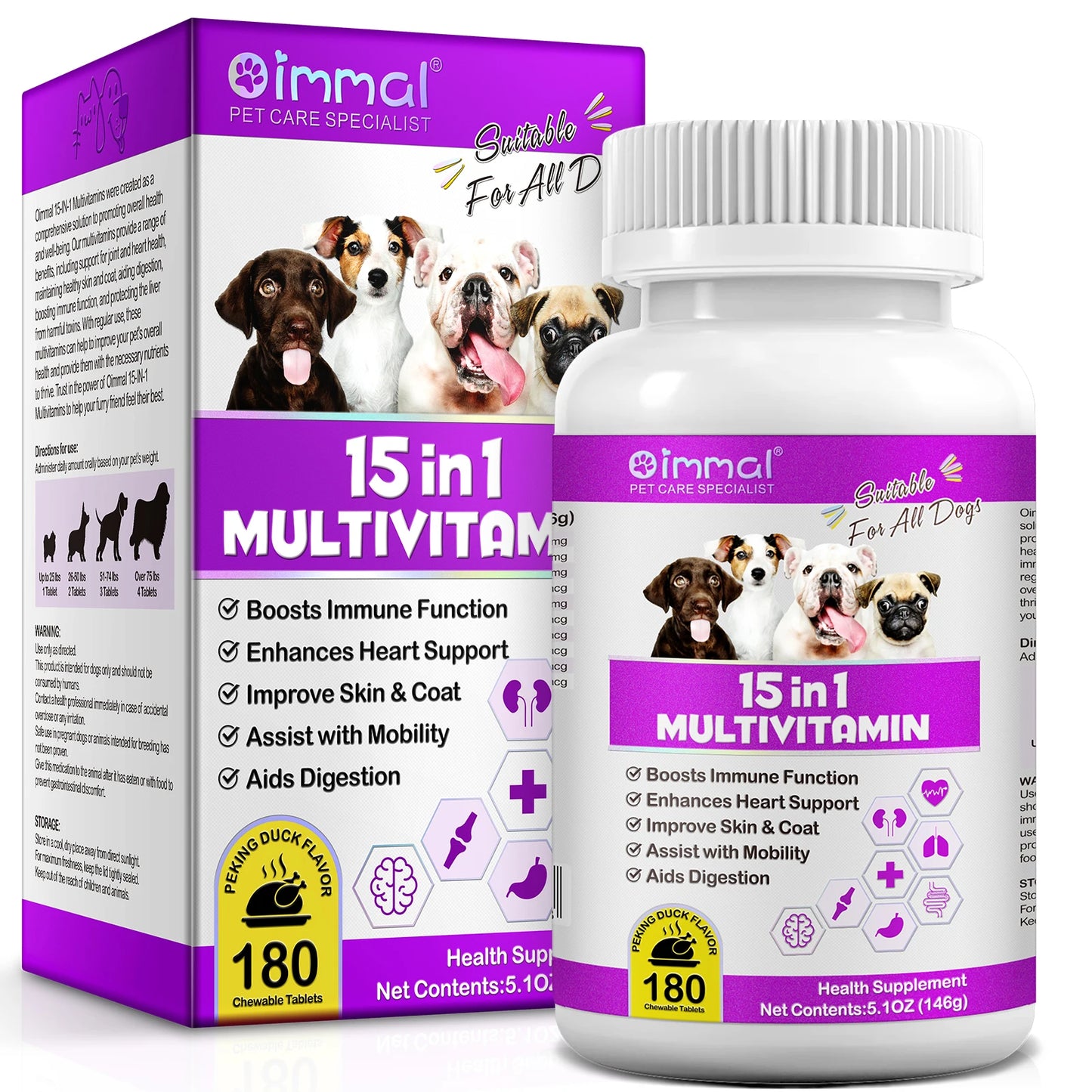 15 in 1 Multivitamin Chewable Tablets Boosts Immune Function Enhances Heart Support