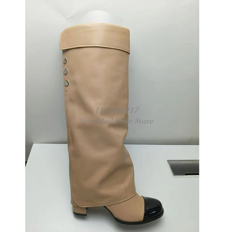 Round Toe Cute Chunky Heel Trouser Boots