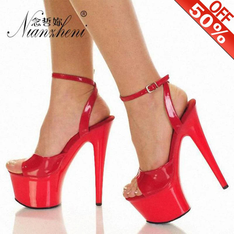 Exotic Womens Fashion Peep Toe 7 Inch Sexy High Heels
