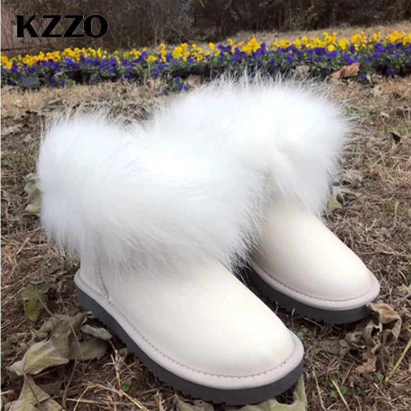 Fashion Style Natural Real Fox Fur Women Snow Boots