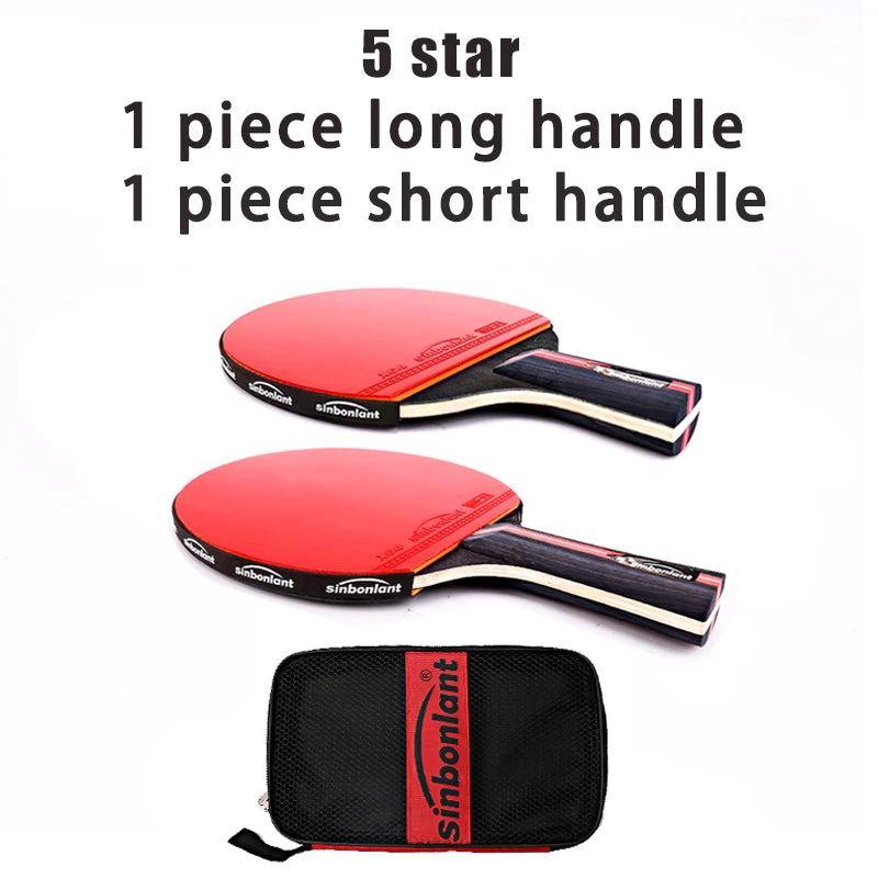 Professional Tennis Table Racket Short Long Handle Carbon Blade Rubber