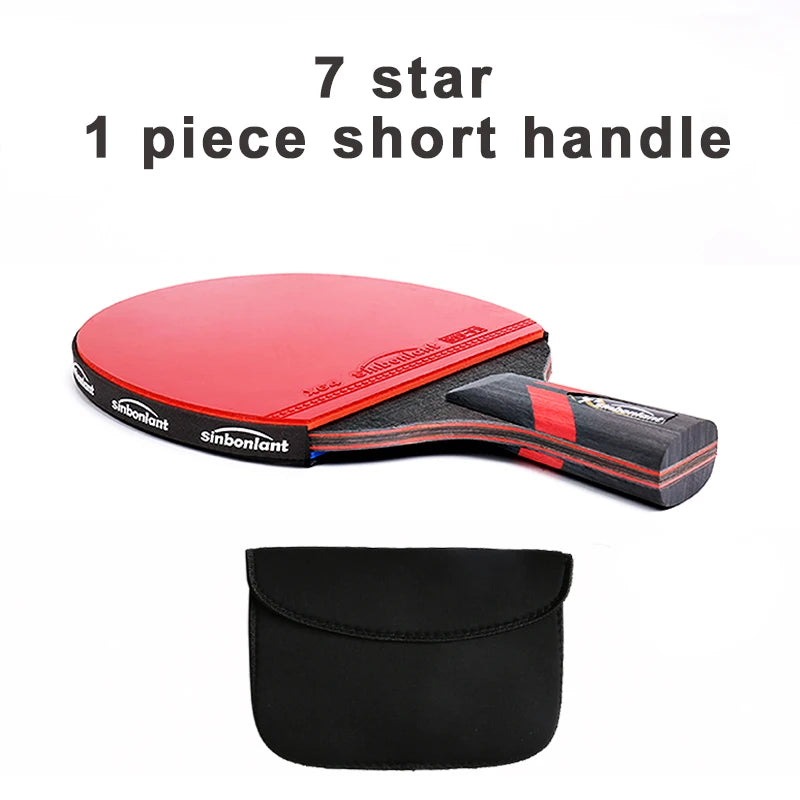 Professional Tennis Table Racket Short Long Handle Carbon Blade Rubber