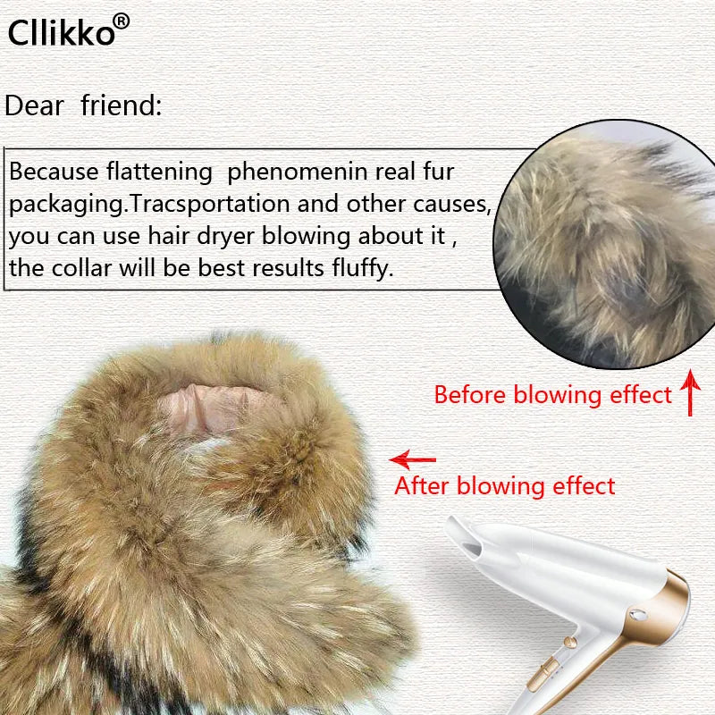 100% Natural Jacket Fur Collar Real Fur