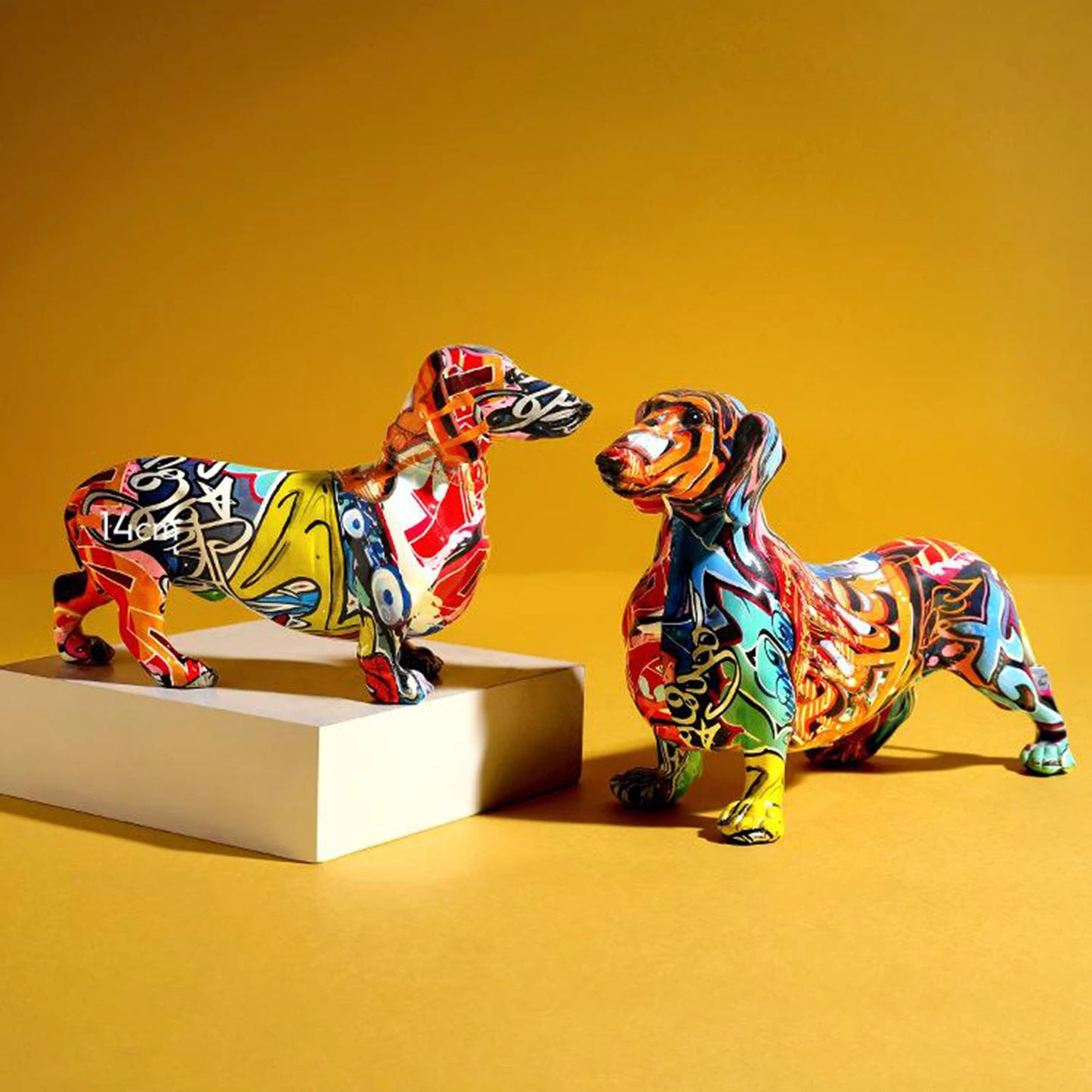 Painted Colorful Dachshund Dog Decor Home