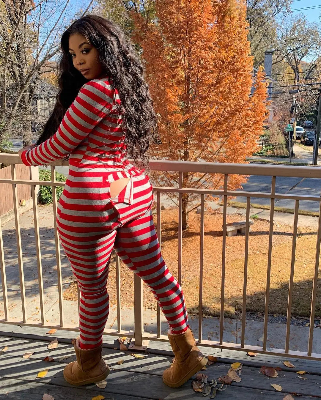 Long Sleeve Jumpsuit V-Neck Slim Fit Romper