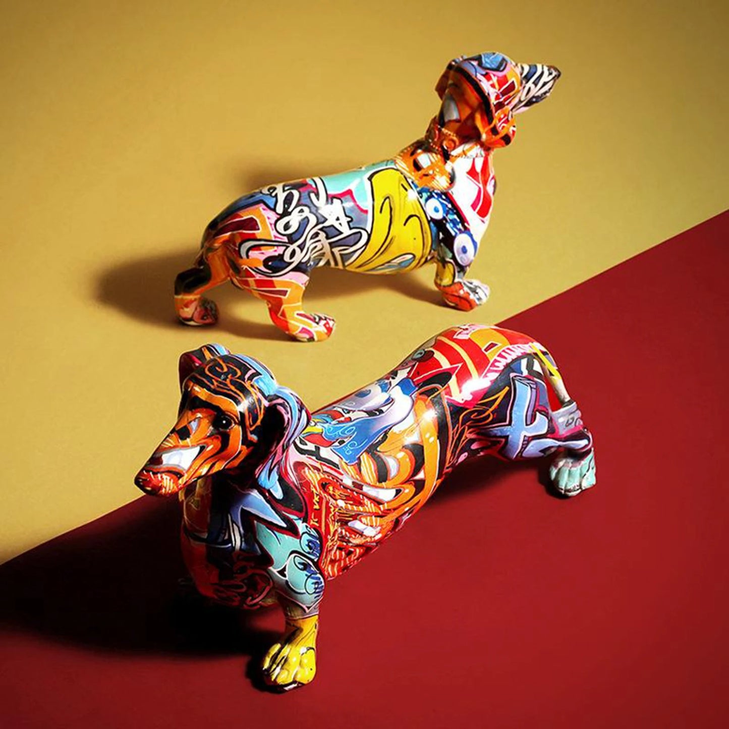 Painted Colorful Dachshund Dog Decor Home