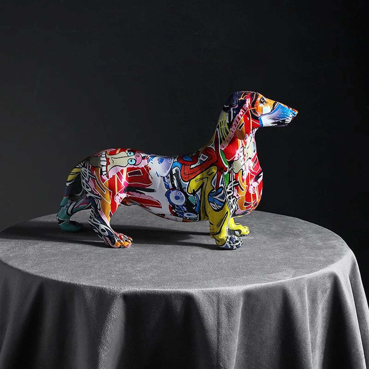 Painted Colorful Dachshund Dog Decor Home