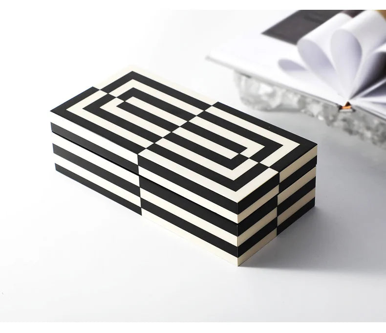 Modern Wooden Paint Black and White Stripes Decor Accessories