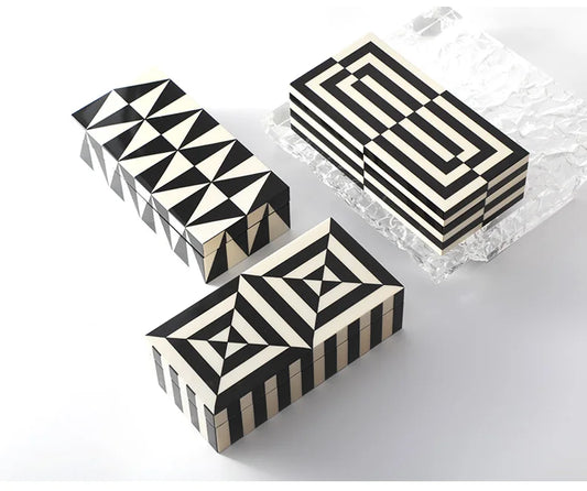 Modern Wooden Paint Black and White Stripes Decor Accessories