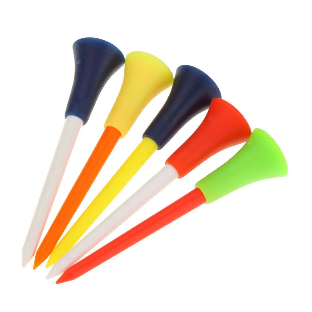 100pcs Golf Tees Mix Colors 83mm Plastic Durable Rubber Cushion Top