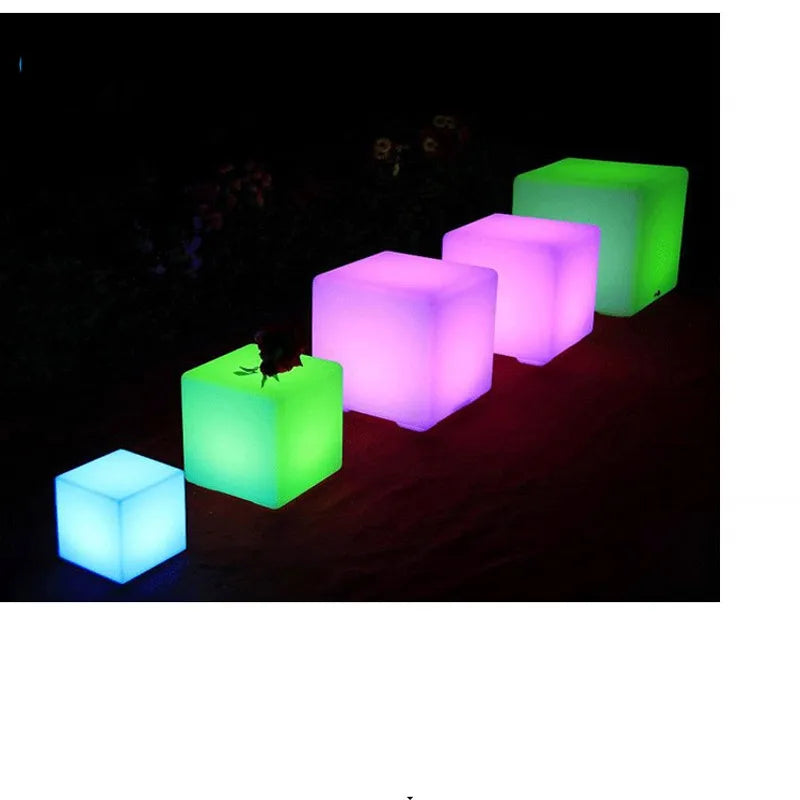 Outdoor Waterproof Cube Seat Rechargeable LED Chair RGB Remote