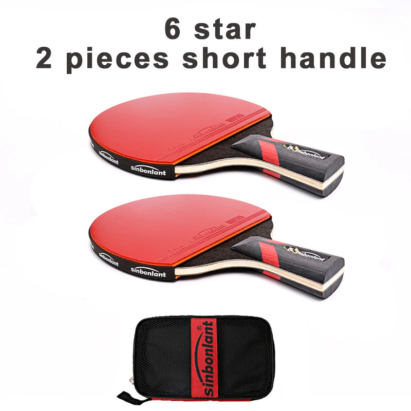 Professional Tennis Table Racket Short Long Handle Carbon Blade Rubber