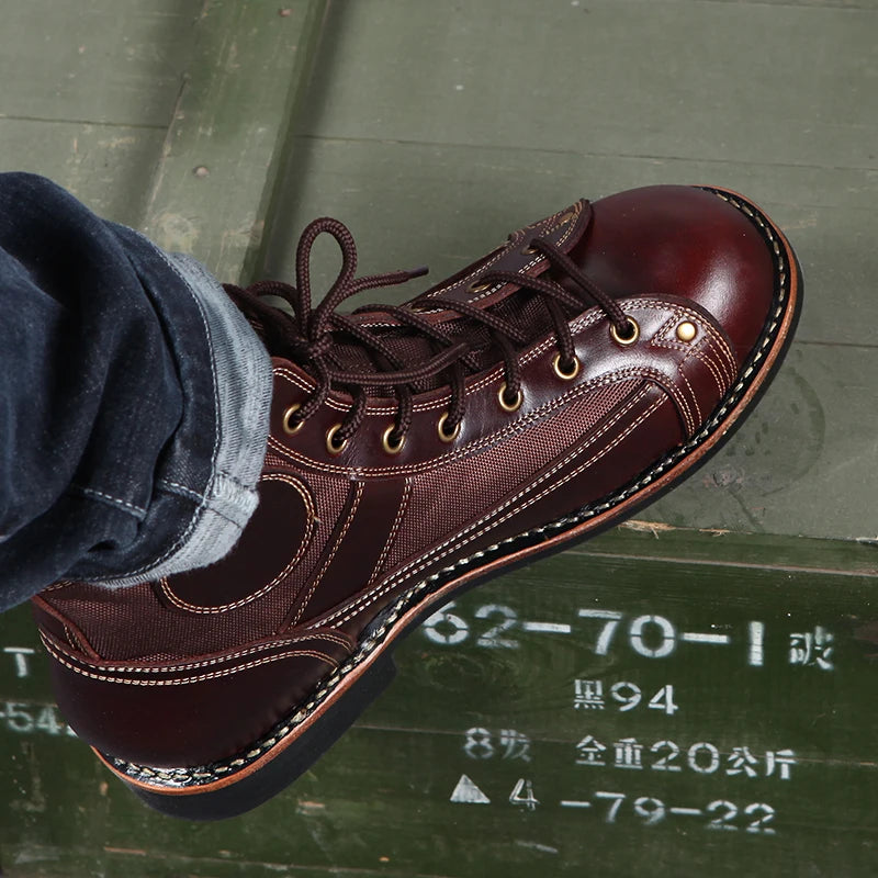 Dark Brown Cowhide Paratrooper Locomotive Boots