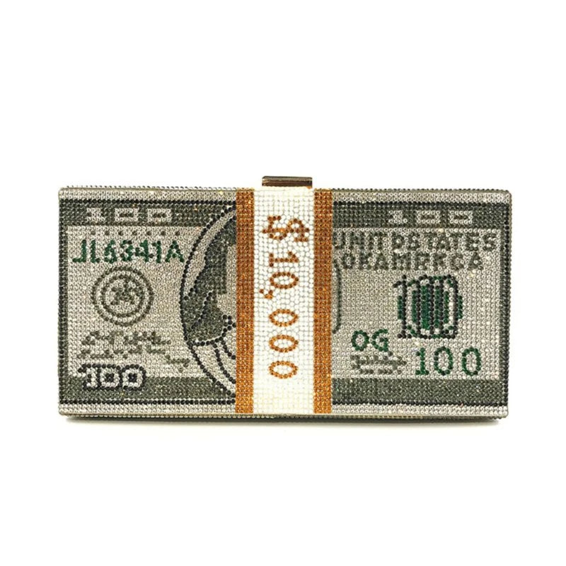 Creative Fashion New Money Clutch Rhinestone Purse $10000
