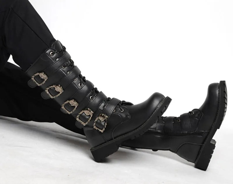 PU Leather Motorcycle Boots