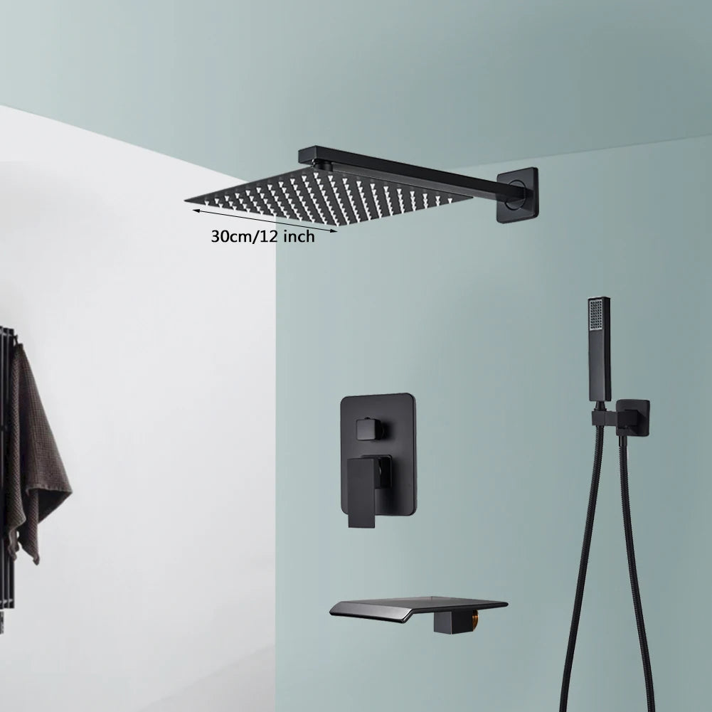 Wall Mounted Rainfall Shower Kit Concealed Embedded Box