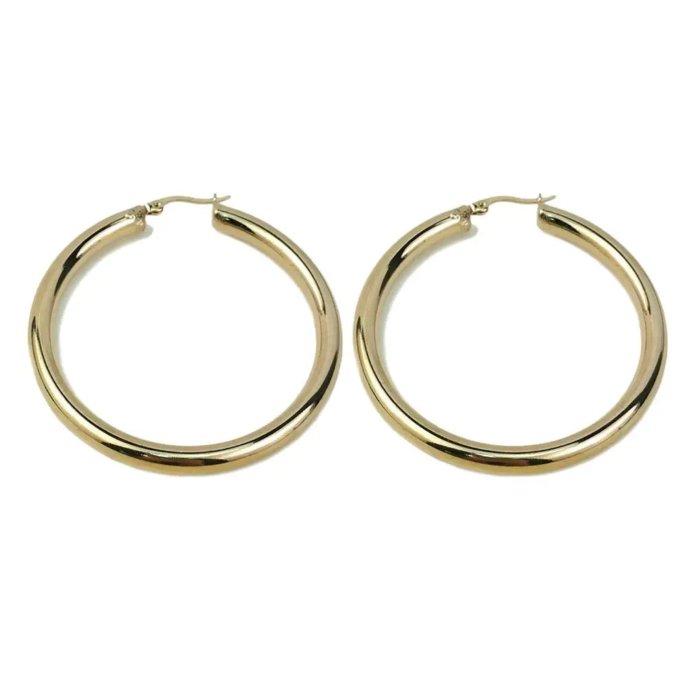 Wide Stainless Steel Tube Hoop Earrings For Women
