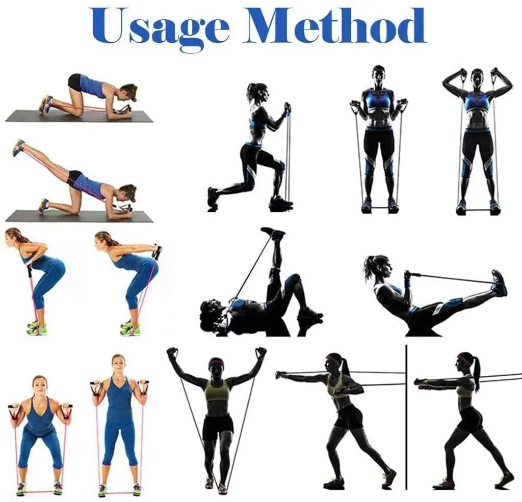 Latex Resistance Pull Band Rope for Pilates, Yoga, CrossFit, 11PCs