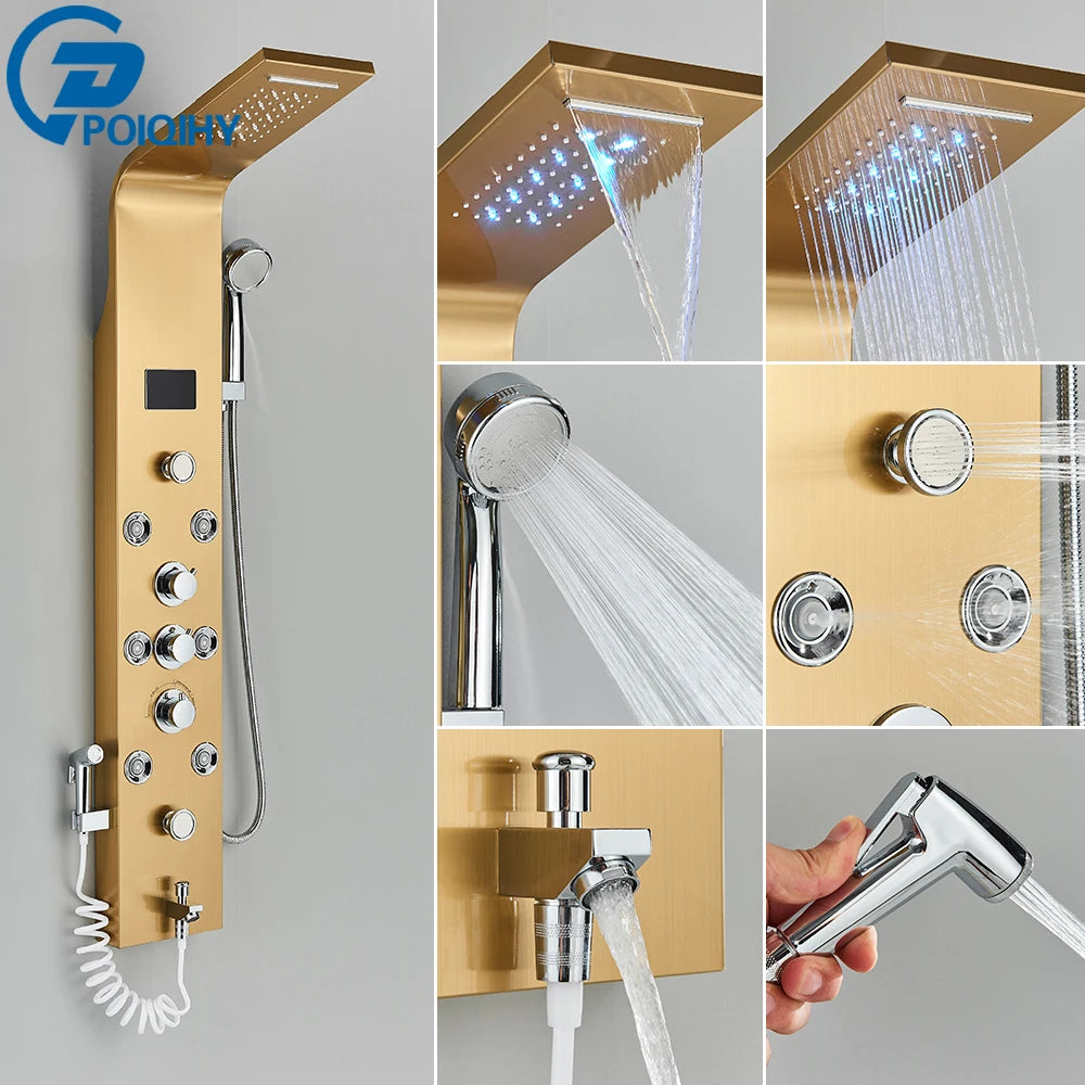 LED Rain Waterfall Shower Column Digital Display