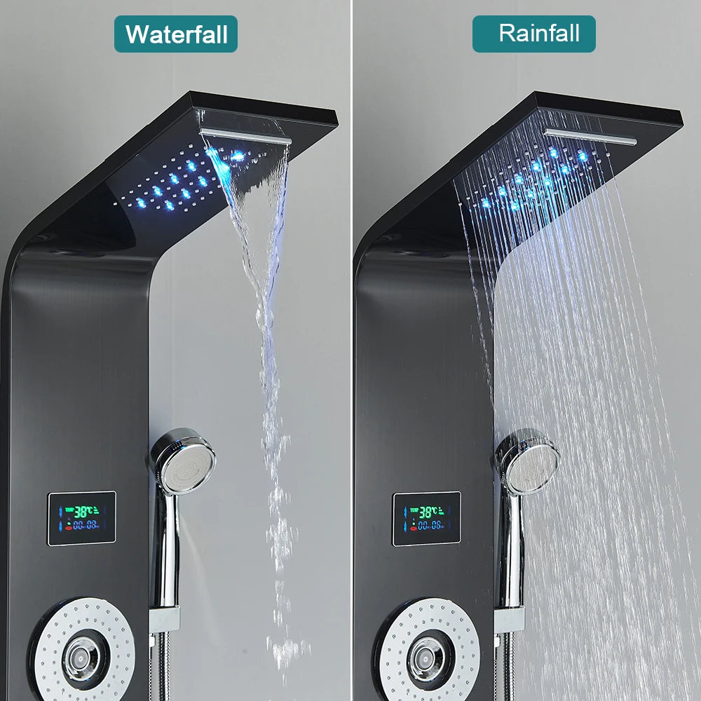 LED Rain Waterfall Shower Column Digital Display