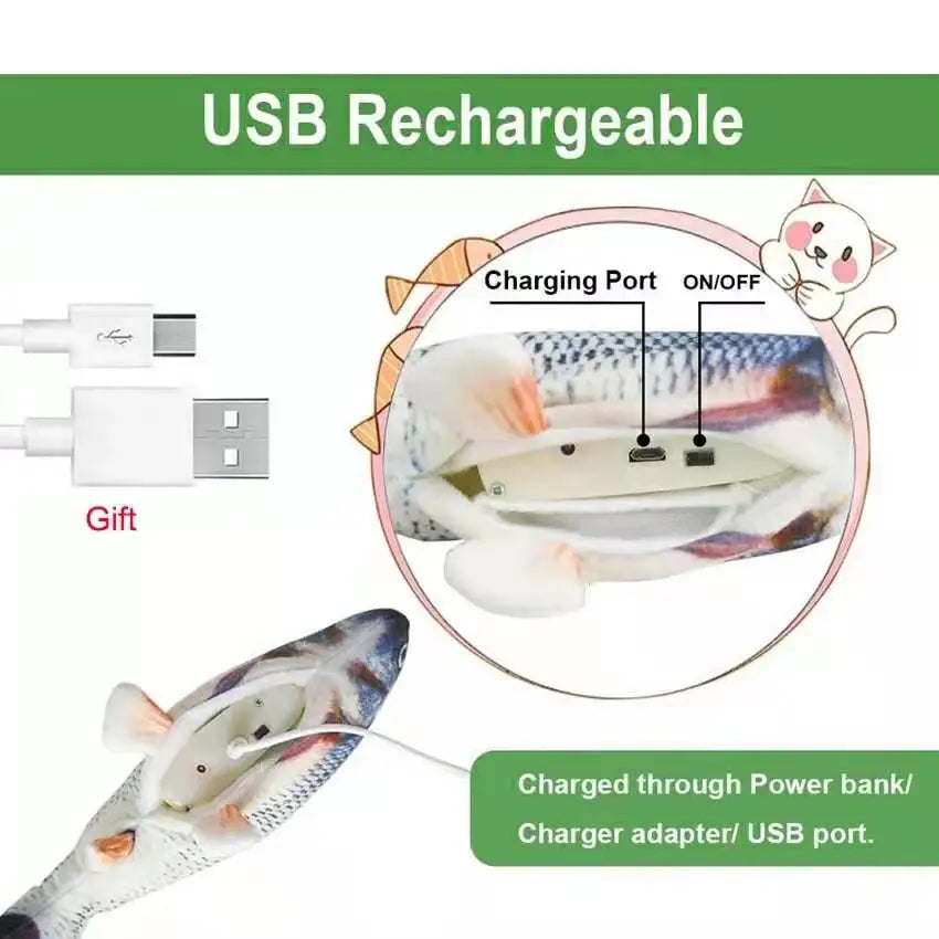 USB Charger Interactive Floppy Fish Cat Toy