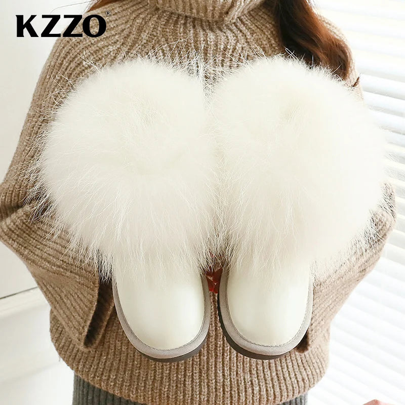Fashion Style Natural Real Fox Fur Women Snow Boots