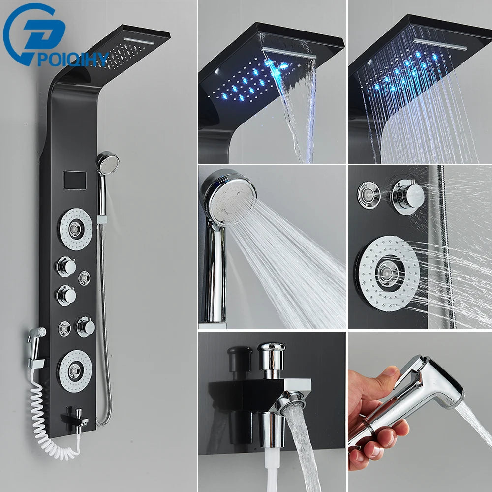 LED Rain Waterfall Shower Column Digital Display
